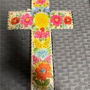 Colorful Floral Cross Wall Decor